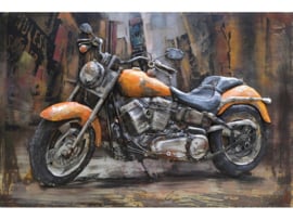 Metalen schilderij "Oranje Harley Davidson" TBW000887