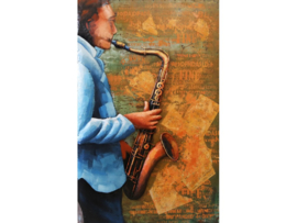 Metalen schilderij "De Saxofoonspeler" TBW002239