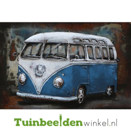 Metalen schilderij "Het blauwe volkswagenbusje" TBW000433