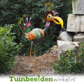 Metalen tuinbeeld figuur ''De ijdele vogel'' TBW16126