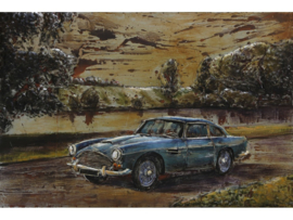 Metalen schilderij ''Verlaten auto" TBW001920