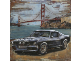 Auto schilderij "Mustang voor de Golden gate bridge" TBW000888