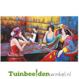 Metalen schilderij "Drie vrouwen op stap" TBW001442