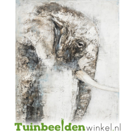 Olieverf schilderij dieren ''De treurige olifant'' TBW60032