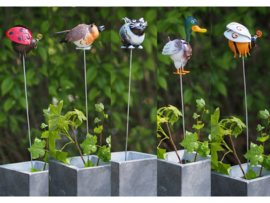 Metalen tuinbeeld figuur "Set dieren op stok" TBW16144me