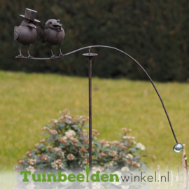 Metalen tuinbeeld figuur "Kraai met hoed" TBW14521me