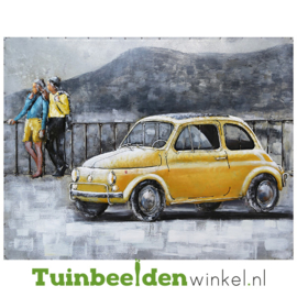 Auto schilderij "De gele fiat" TBW001434