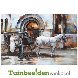 Metalen schilderij "Paard en wagen" TBW001337