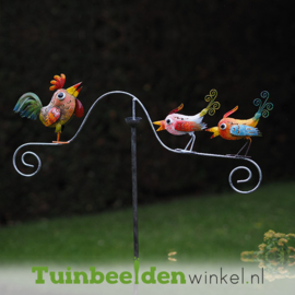 Metalen tuinbeeld figuur "De tjirpende vogeltjes" TBW16034me