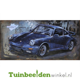 Metalen schilderij "Donkerblauwe Porsche" TBW000744