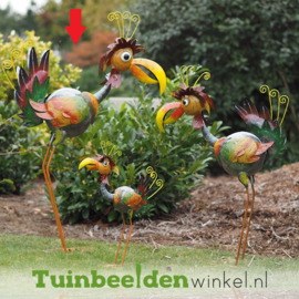 Metalen tuinbeeld figuur ''De dappere vogel - groot'' TBW16127