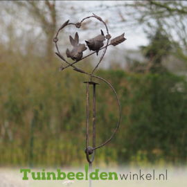 Metalen tuinbeeld figuur "De verliefde vogeltjes" TBW18830me