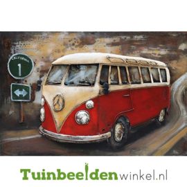 Auto schilderij "Het rode volkswagenbusje" TBW000465