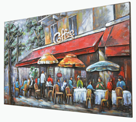 Metalen schilderij "Het gezellige coffee restaurant" TBW002018