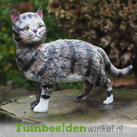 Metalen tuinbeeld figuur ''De gelukkige kat'' TBW18306