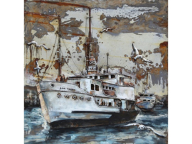 Metalen schilderij "De witte boot" TBW000350