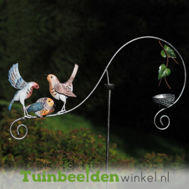 Metalen tuinbeeld figuur "De drie vogeltjes" TBW16006me