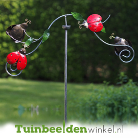 Metalen tuinbeeld figuur ''De lieveheersbeestjes'' TBW16111