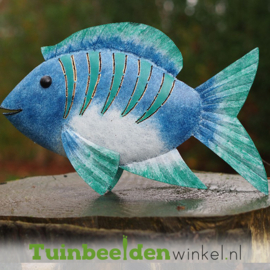 Metalen tuinbeeld figuur ''Blauwe vis'' TBW16133