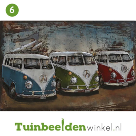 NR 6 | Metalen schilderij "De drie volkswagenbusjes" TBW000755