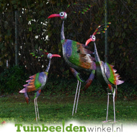 Metalen tuinbeeld figuur ''De drie pauwen'' TBW16100-101-102