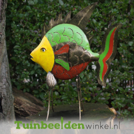 Metalen tuinbeeld figuur ''Vis met Hanekam'' TBW16132