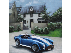 Metalen schilderij ''Blauwe cabrio'' TBW001838sc