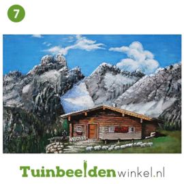 NR 7 | Metalen schilderij "Huisje in de bergen" TBW001433