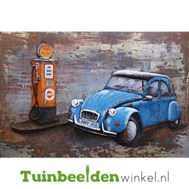 Auto schilderij "Tankende blauwe eend" TBW000897