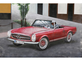 Metalen schilderij "Rode Cabrio" TBW001884sc