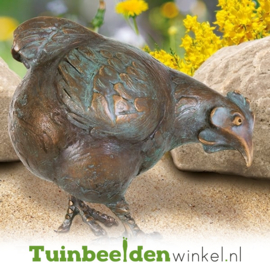 Bronzen beeld kip met kuikens TBW37203