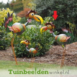 Metalen tuinbeeld figuur ''De ijdele vogel'' TBW16126