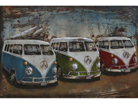 NR 6 | Metalen schilderij "De drie volkswagenbusjes" TBW000755