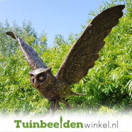 Beeld uil ''bronzen beeld uil op basalt sokkel'' TBW1252br
