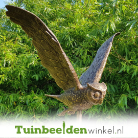Beeld uil ''Tuinbeeld uil op hardsteen sokkel'' TBW1251br