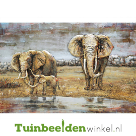Metalen schilderij ''De immense olifanten'' TBW001432