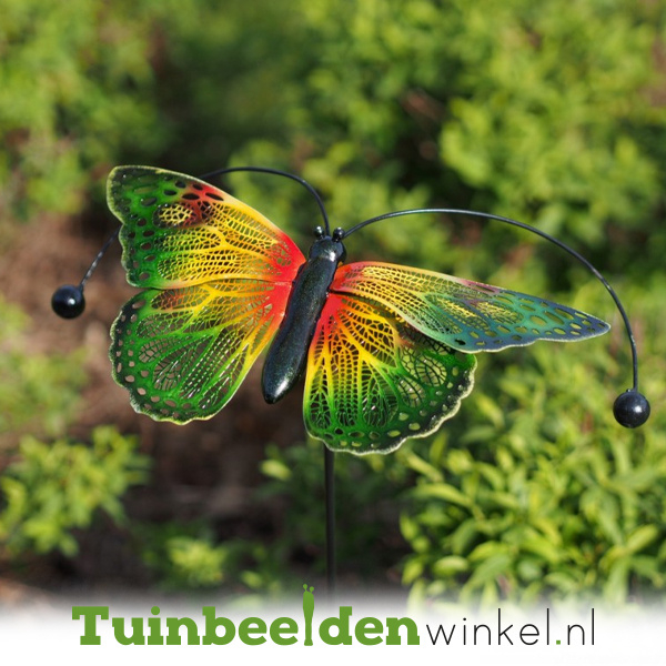 Metalen vlinder tuinprikker  '' Kleurrijke Vlinder '' TBW18847