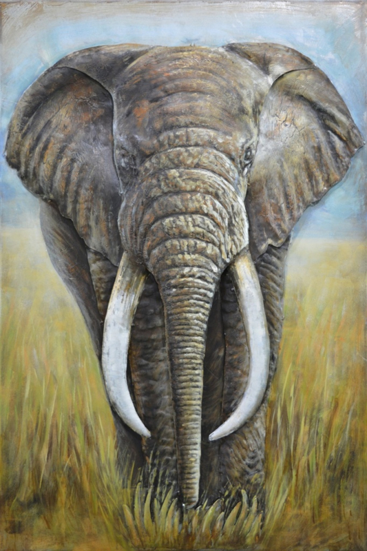 Metalen schilderij "De reusachtige olifant" TBW002017