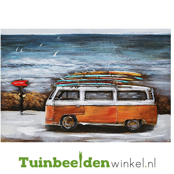 Pech Berg kleding op Stuiteren Auto schilderij "De surfers bus" TBW001170 | Auto schilderij | Tuinbeelden  Winkel