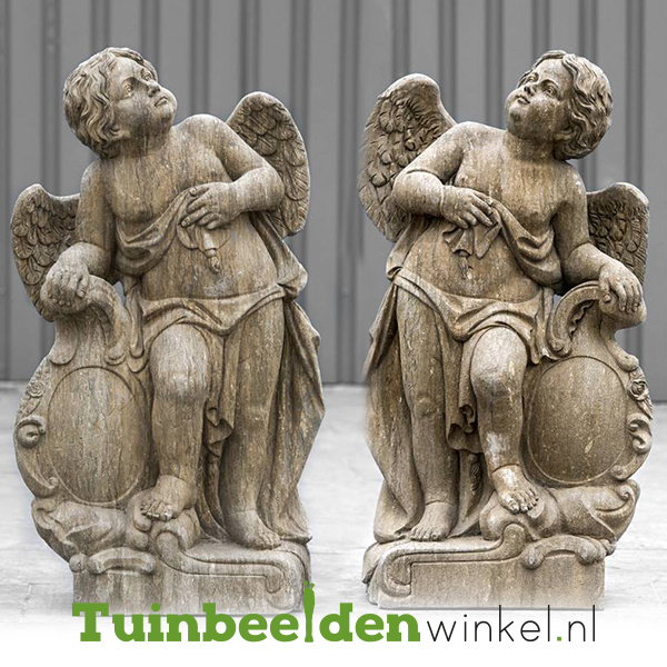 Engelen beeld "Set nadenkende engelen" op sokkel TWB3br226brset | Engelen beelden Tuinbeelden Winkel