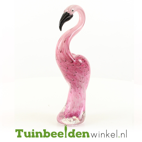 Glazen beeldje ''De roze flamingo'' TBW66me Glazen beeldjes Tuinbeelden
