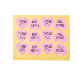 4 stuks stickervellen hart Thank you 3.8cm = 48 stickers