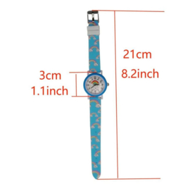 kinderhorloge wolkjes regenboog blauw