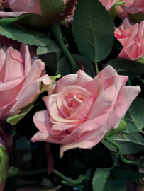 Groot boeket rozen roze - kunstbloemen - 20 stuks rozen 50 cm