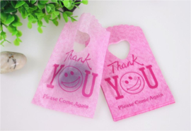 50 stuks zakjes Thank You Smily 9x15 cm roze