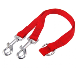 Hondenriem koppeling voor 2 honden - rood - nylon