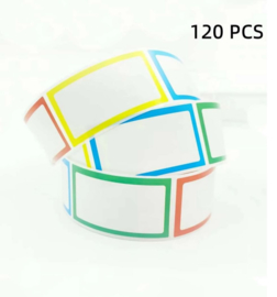120 stuks naam stickers op rol - multicolor - 2.5 x 4.5 cm