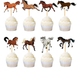 12 stuks cupcake toppers paarden