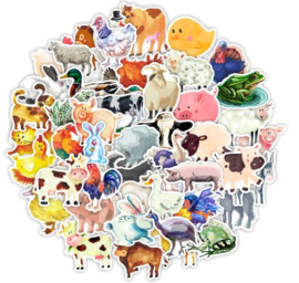 50 stuks stickers boerderij dieren 2-5 cm