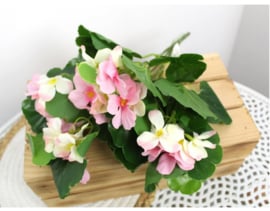 Kunstbloemen Gerarium boeket roze wit 5 stelen 37 cm